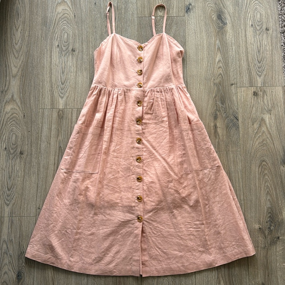 Pink linen dress